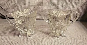 Silver City Glas Co. Sterlingsilber Overlay Flandern Mohnzucker und Milchkännchen - Bild 1 von 10