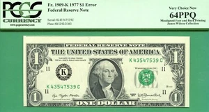 ERROR MISALIGNED FACE & BACK PRINTING - 1977 $1 FRN - PCGS CU 64 PPQ - ERROR - Picture 1 of 2