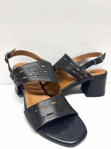 MIZ MOOZ SANDALIAS DE TACÓN DE CUERO CON CORREA AL TOBILLO PARA MUJER NEGRAS 37EU / 7US # A-86 - Imagen 1 de 3