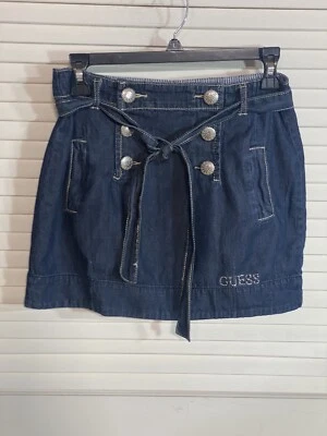 Guess Blue Denim Jean Skirt Belt Pockets Silver Buttons Size 14 Girls EUC - Image 1 of 4