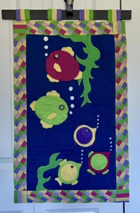 Children’s Under the Sea Multicolor Fish Quilt Handmade Blanket Wall Hanging - Picture 1 of 12