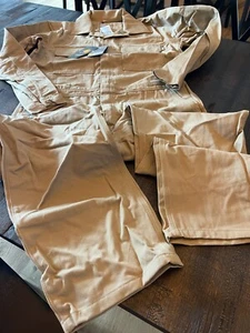 NWT - Mens CARHARTT Flame Resistant Khaki Long Sleeve Twill COVERALLS (Size 38) - Picture 1 of 6
