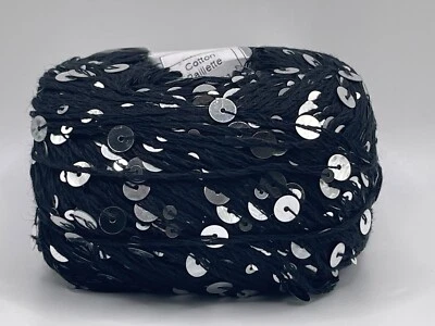 Хлопковая блестка черная серебристая 81553 пряжа для льда 50 г 125 ярдов DK большие и маленькие блестки - Изображение 1 из 4