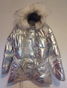 SHORTLUXE METALLIC BELT JACKET SILVER STUDIO OUTERWEAR SIZE 16 - Picture 1 of 7