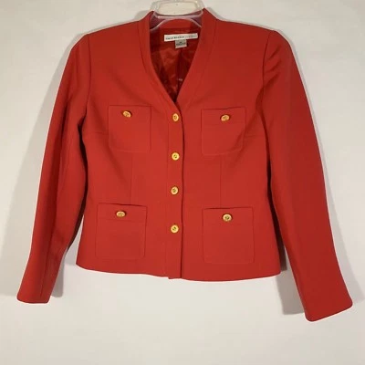 Blazer David Warren Color Ladrillo Mujer Botón Dorado Carrera Oficina Chaqueta Talla 8P Foto 1 de 4