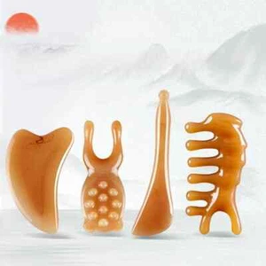 Face Lifting Guasha Resin Scraping Massage Facial Scraper Tool Eye SPA Plate Hot - Picture 1 of 34