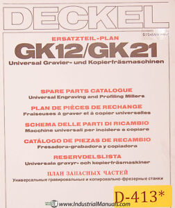 Deckel GK12 GK21, Universal Engraving and Profiling, Spare Parts Manual 1984 
