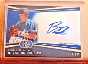 TOPPS 2012 KANSAS CITY ROYALS BRYAN BRICKHOUSE Bowman Platinum Autograph Card  - Picture 1 of 4