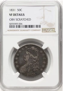 1831 Capped Bust Half Dollar NGC VF Details Obverse Scratch - Picture 1 of 4