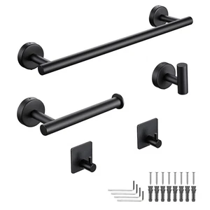 Set ferramenta bagno 5 pezzi gancio porta asciugamani acciaio inox porta carta igienica - Foto 1 di 10