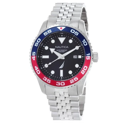 Nuevo reloj para hombre Nautica NAPPBF139 Pacific Beach esfera negra 43 mm Foto 1 de 3