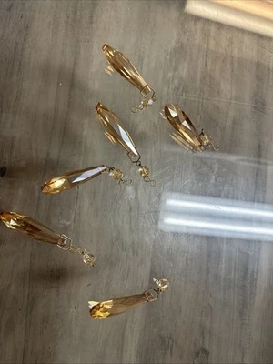 Aplique de iluminación Crystorama araña 5 cristales colgantes prismas lágrima ámbar Foto 1 de 4