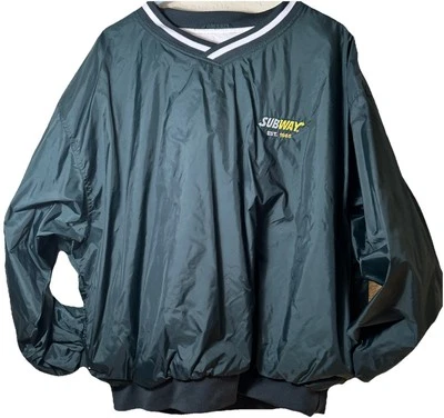 VTG Subway Sandwiches Restaurant Windbreaker Employee Jacket Port & Company 2XL - Imagem 1 de 4
