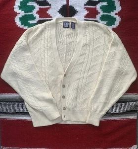 Vtg 90’s Gap Knit Cream Cardigan Sweater Men’s X-Large - Picture 1 of 14