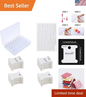 Embroidery Floss Organizer Box with 24 Compartments Bobbins and Stickers - Image 1 of 4