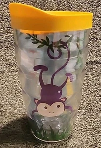 Vaso de doble pared para niños Tervis de 10 oz coloridos monos colgantes con tapa amarilla - Imagen 1 de 7