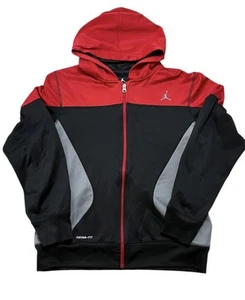 Nike Air Jordan Boys THERMA FIT Jumpman Zip Jacket BLK Gym Red Little Kids  - Picture 1 of 4