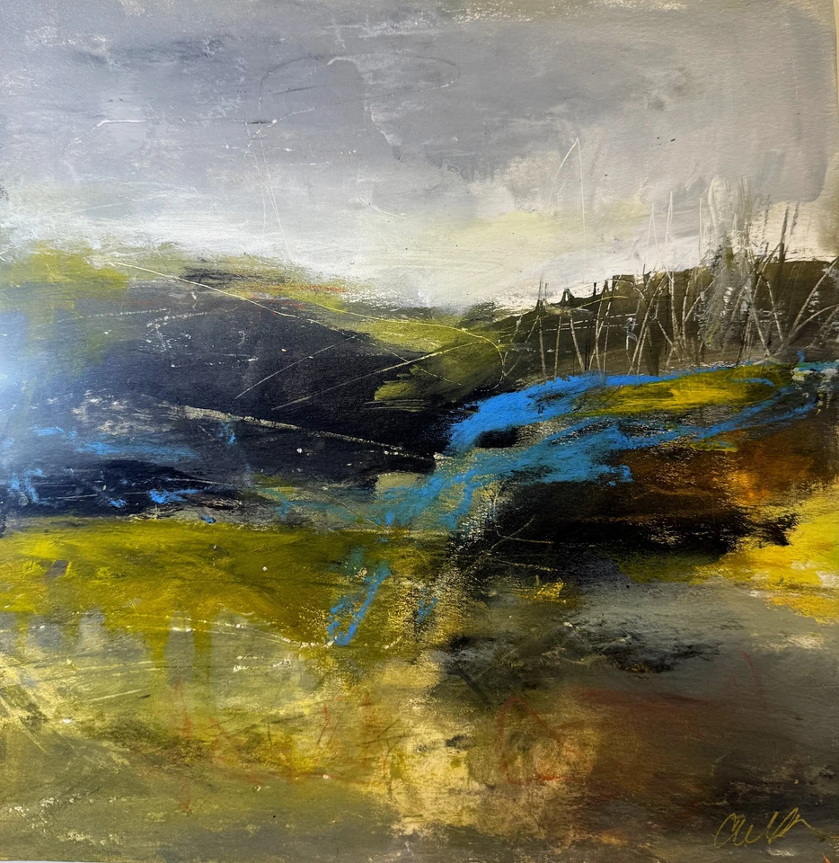 原版风景 3 抽象绘画画廊纸 12x12 签名 — 第 1/4 张图片