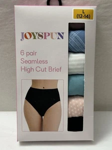 JOYSPUN Womens 6 Pair Seamless High Cut Brief Underwear Panties 12-14 LARGE (E14 - Picture 1 of 3
