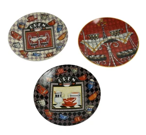 Home Essentials Café Collection Plates Set of 3 Coffee Cup Theme 6" Decorative - Picture 1 of 5