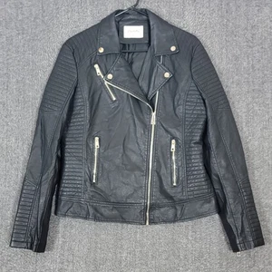 Chaqueta Geschallino Mujer Grande Negra Imitación Cuero Motociclista Corta Motocicleta - Imagen 1 de 12