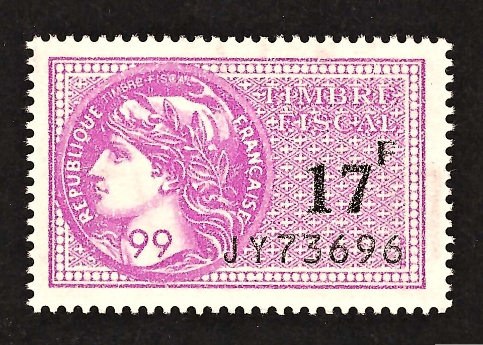 France Revenue - Fiscal - 17 Francs - Mint Never Hinged - Image 1 of 1