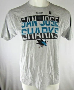 San Jose Sharks NHL Reebok Men's Short Sleeve Gray T-Shirt - Picture 1 of 5