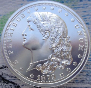 2 oz. 1879 SCHOOLGIRL DOLLAR J-1608 coin tribute thick BU round .999 fine silver - Picture 1 of 5