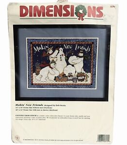 Dimensions Counted Cross Stitch Kit Makin' New Friends Snowmen 8570 Vintage 1998