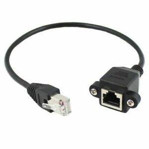 RJ45 Male to Female Ethernet Network Screw Panel Mount Extension Cable - 0.3m