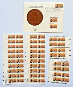 #2147 FA Bartholdi - 58 Stamps 22¢ & Enlightening The World Centennial Seal FDC - Picture 1 of 12