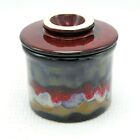 French Butter Keeper Crock Cup Bell Brown Black Red Glazed Stoneware Pottery New