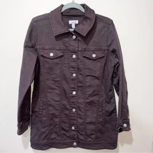 EUC D&CO Extra Long Brown Denim Jacket Size S Bust 38" UNUSUAL! - Picture 1 of 5