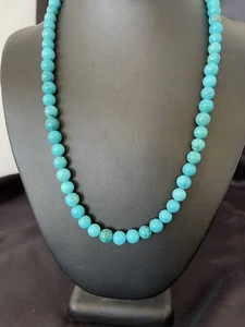 Blue Turquoise 8 mm Navajo Sterling Silver Necklace 18” 10680 - Picture 1 of 12
