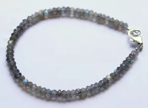 Labradorit Armband edelsteinarmband facettierte Rondell blau Schimmer ca.19 cm - Bild 1 von 1