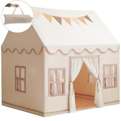 Large Kids Tent Playhouse Base Fabric with Star Lights, Flags and Tote Bags, ... - Image 1 of 4