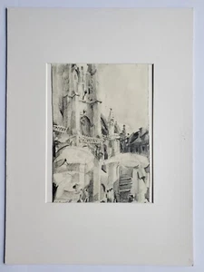 Zeichnung Bleistift Stadt Kirche Wolfgang Schmitz Signiert 1994 - Picture 1 of 9