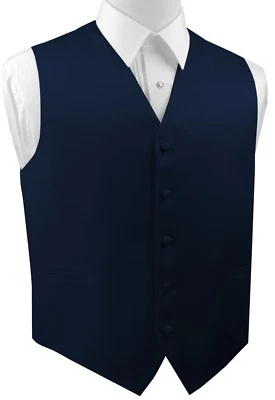 Men's XS-6XL. Navy Blue Satin Formal, Wedding, Prom, Homecoming Tuxedo Vest - Image 1 of 3