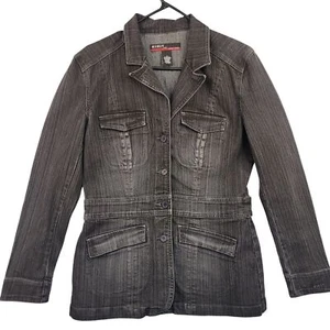 KiKit Maurice Sasson Womens Gray Denim Blazer Jacket M Cotton Light Distress - Picture 1 of 11