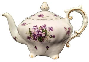 Spring Violets By Rossetti Teapot & Lid Handpainted Occupied Japan Disc HAS CHIP - Imagen 1 de 18