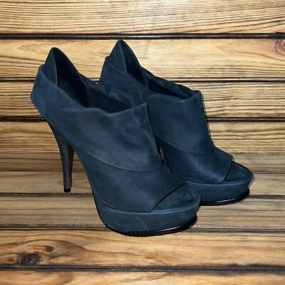 Elizabeth & James Womens Heels Size 8 B Leather Cuff Over Peep Toe Pumps Blue - Image 1 of 4