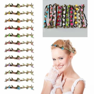 Boho Floral Flower Festival Wedding Garland Forehead Hair Head Band - Picture 1 of 7