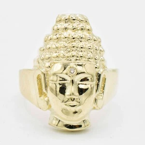 Textured Buddha Ring Real Solid 10K Yellow Gold All Sizes - Picture 1 of 6