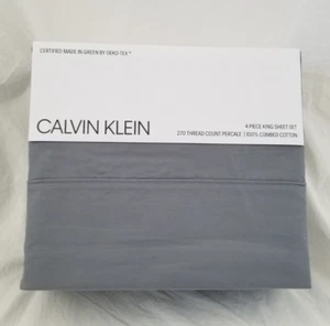 4 pc Calvin Klein 270 TC Dark Grey King Sheet Set NIP - Picture 1 of 12