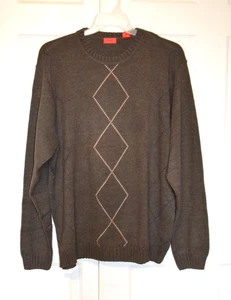 Nwt's IZOD Luxury Sport Brown Sweater Men's XL Argyle Front - Picture 1 of 15