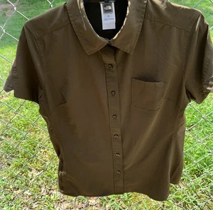 The North Face Button Down Shirt Sz Large Lightweight Brown Zipped Pocket. - Picture 1 of 7