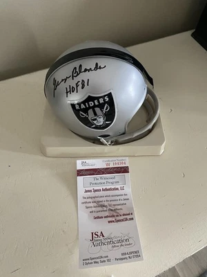 Мини-футбольный шлем с автографом Джорджа Бланды из Oakland Raiders HOF JSA - Изображение 1 из 4
