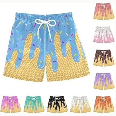 Baseball Ice Cream Drip Hawaii Shorts Boys Custom Youth Sports Team Gift - Image 1 of 4
