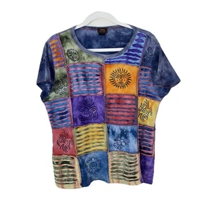 Rising International Patchwork Baumwolle T-Shirt Art To Wear Damengröße Large - Bild 1 von 4