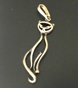 Vintage Necklace Pendant MARKED 925 STERLING SILVER Cat Jewelry lot y - Picture 1 of 3